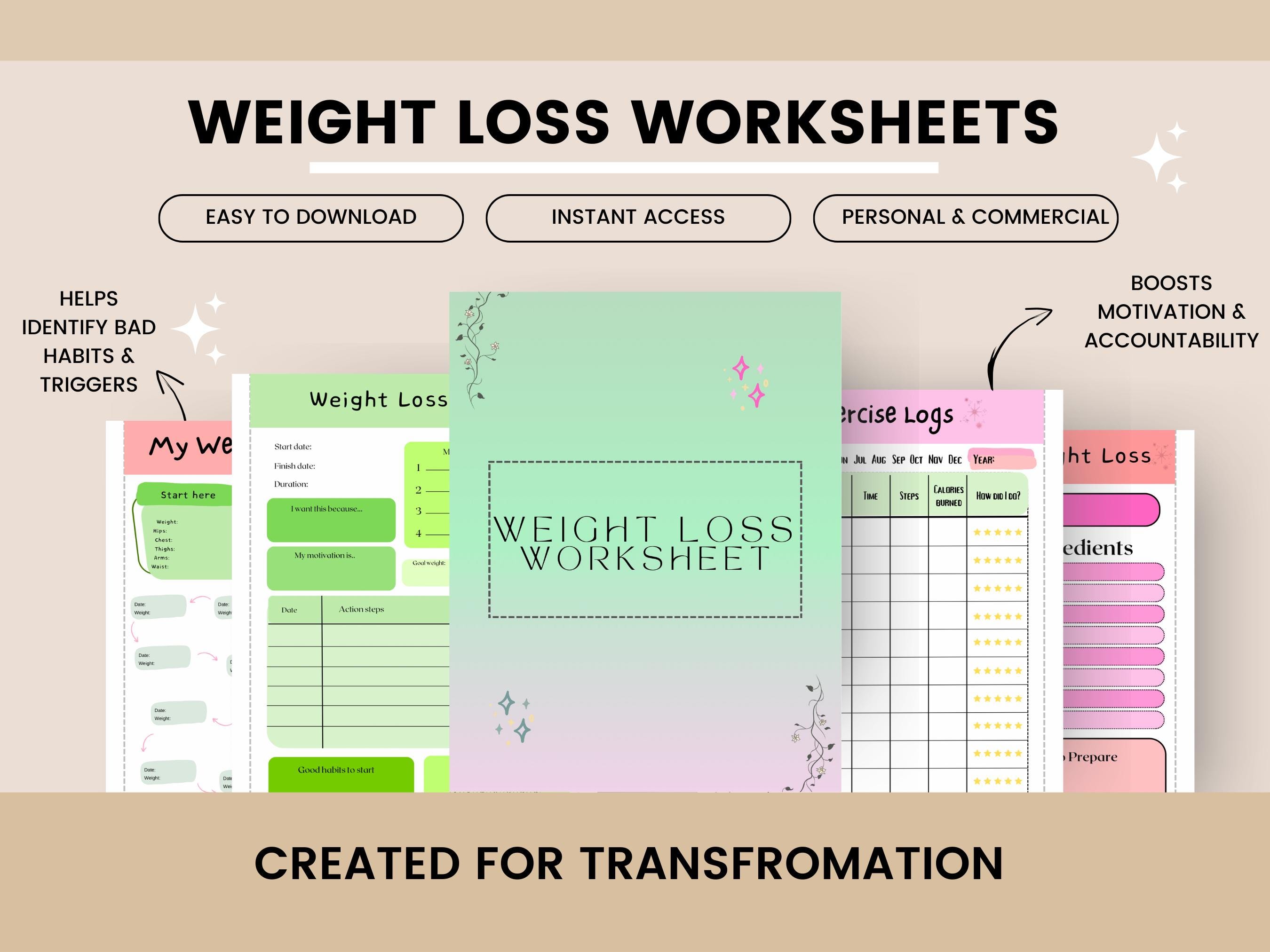 Weight Loss Tracker | Printable Fitness Worksheet Digital Download - Etsy Canada