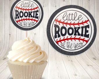 Little Rookie Cupcake Topper. Birthday Topper. Baseball Cupcake Topper. Sports Cupcake Topper. Sports Cake Topper. Baseball Cake Topper.