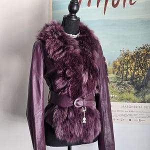 Y2k Fur Trim Leather Jacket - Etsy
