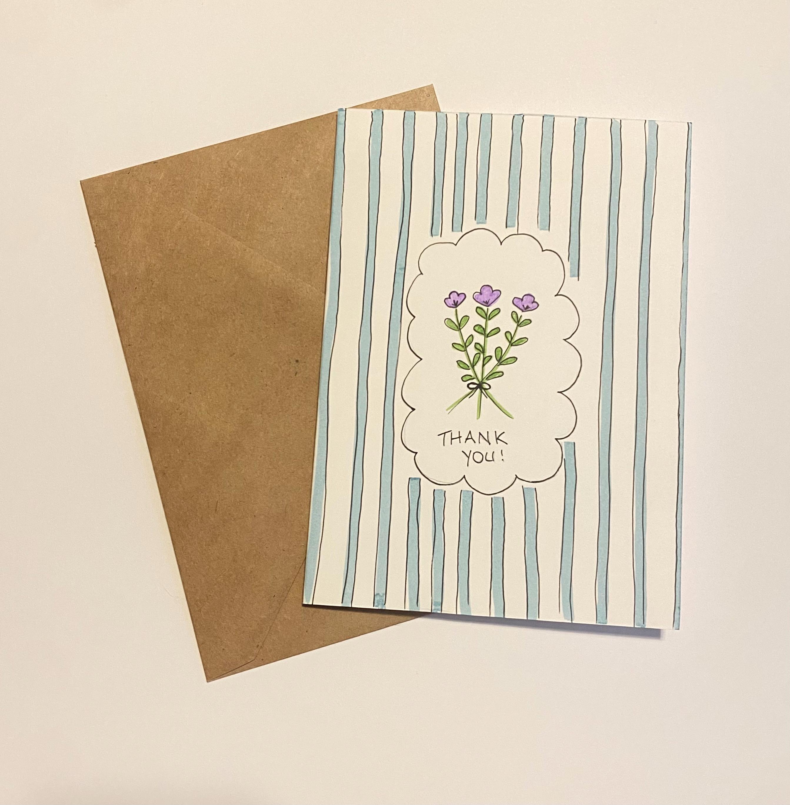Thank You Card - Floral - Etsy