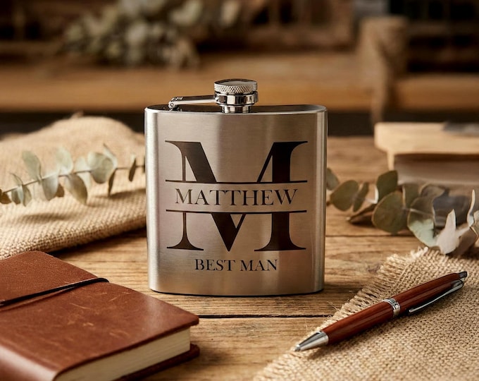 Personalized Split Monogram Flask