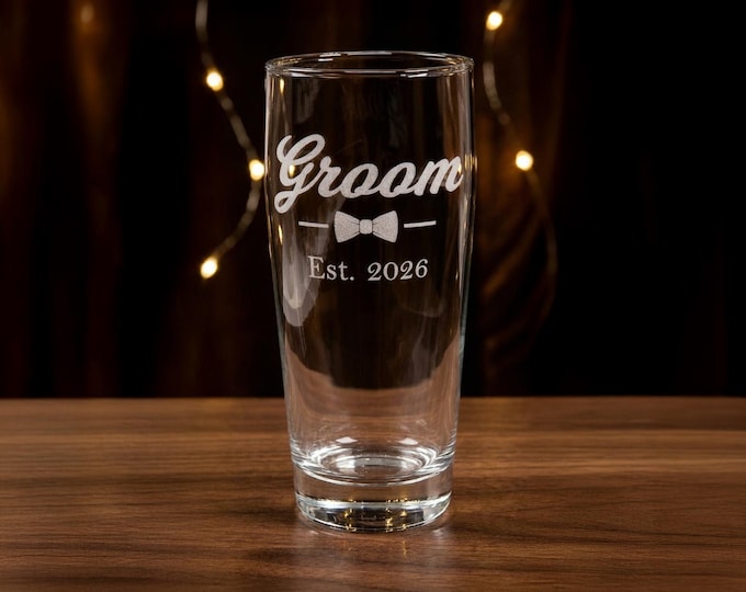 The Groom Pint Glass – Signature Bow Tie Edition