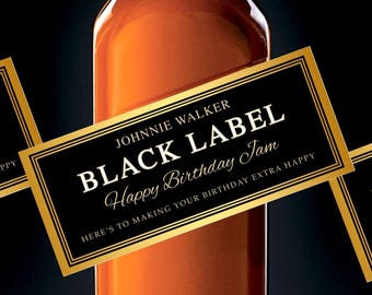 Personalised Johnnie Walker Black Label, Editable Label, Custom Birthday Gift, Personalized Gift For Weddings, Birthdays, Events, DIY Label