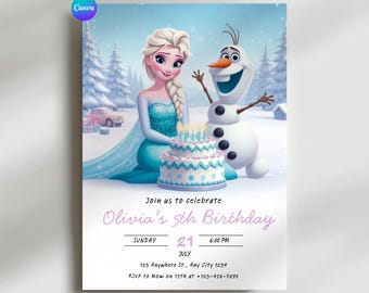 Frozen Birthday Invitation Editable Frozen Birthday Party Elsa & Anna Party Invitation Girl Frozen Birthday Invite Theme, Digital Download
