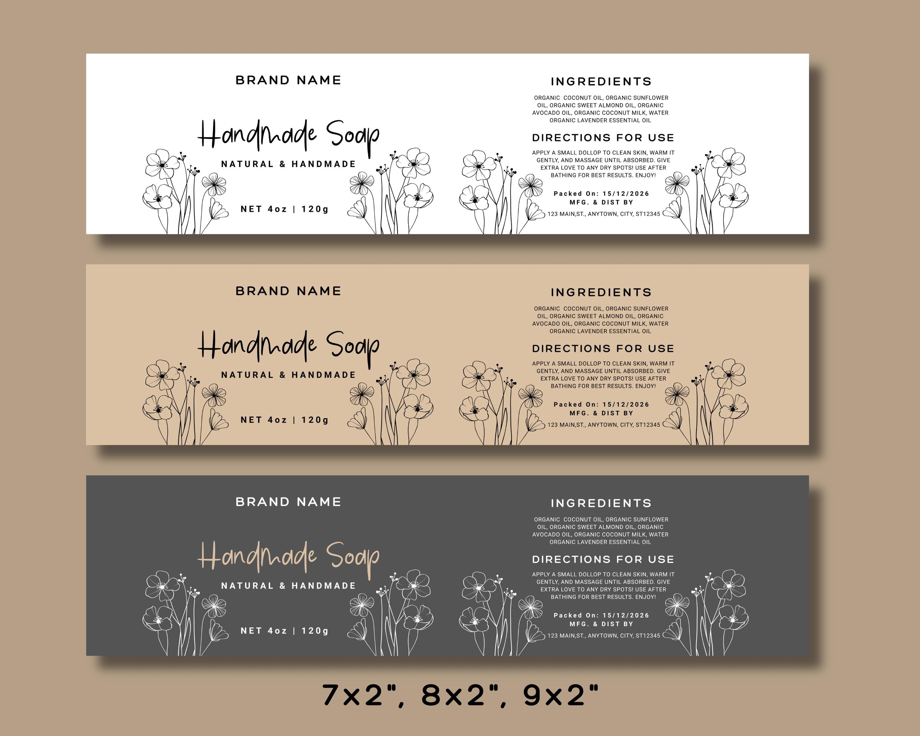 Editable Soap Label Template Canva, Printable Artisan Soap Wrap ...