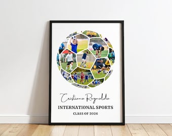 Soccer Photo Collage Template, Senior Night Gift (Canva Editable, Digital Download)