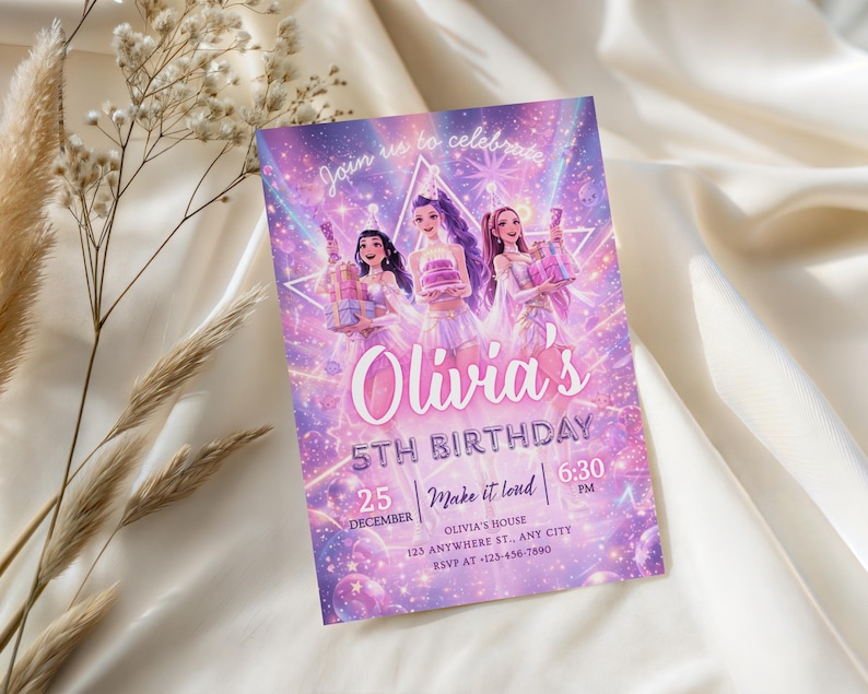 kpop digital invite, demon hunters canva, demon hunters invite, huntrix birthday, huntrix invitation, huntrix invite canva, kpop birthday invite, kpop demon birthday, kpop demon party, kpop hunters invite, kpop invitation, kpop invite canva, kpop template canva
