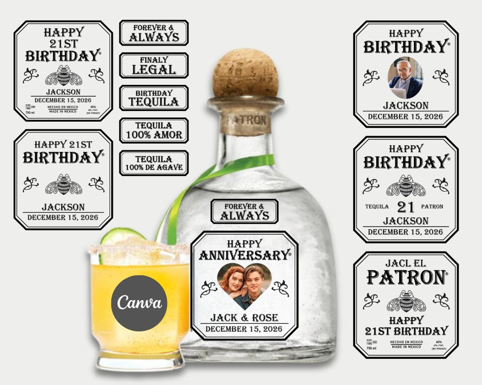 Potron Label Custom Patron Label,liquor Label,21st Birthday Gift,groomsman Proposal ...