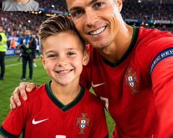 Retrato personalizado de Ronaldo con autógrafo: regalo personalizado de CR7 para niños y aficionados al fútbol.