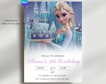 Frozen Birthday Invitation Editable Frozen Birthday Party Elsa & Anna Party Invitation Girl Frozen Birthday Invite Theme, Digital Download