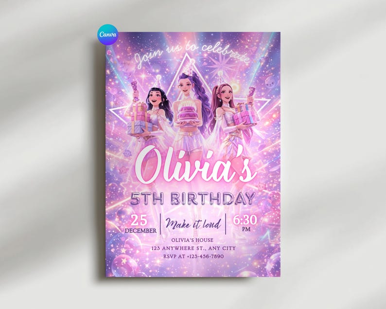 kpop digital invite, demon hunters canva, demon hunters invite, huntrix birthday, huntrix invitation, huntrix invite canva, kpop birthday invite, kpop demon birthday, kpop demon party, kpop hunters invite, kpop invitation, kpop invite canva, kpop template canva