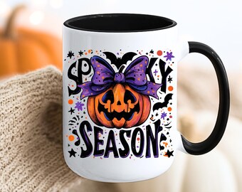 Tazza Spettrale, Tazza di Halloween Retro, Tazza Zucca, Tazza di Halloween, Tazza di Halloween con design a sublimazione, Tazza Pipistrelli Streghe, Tazza Atmosfera Spettrale