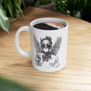 Taza retro de Cupido con diseño de San Valentín, taza de café o té con ilustración de ángel dibujada a mano, taza de cerámica. imagen 13