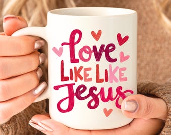 Tazza retrò "Amore come Gesù" Coquette, Tazza Coquette con cuore e fiocco, Tazza Coquette per San Valentino, Tazza di San Valentino, Tazza di San Valentino, Tazza di San Valentino con Gesù