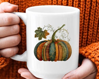 Tazza autunnale a forma di zucca, Tazza retrò autunnale per la lettura con stampa a sublimazione, Tazza di Halloween per bibliotecari, Tazza accogliente a tema zucca per insegnanti, Tazza vintage a forma di zucca