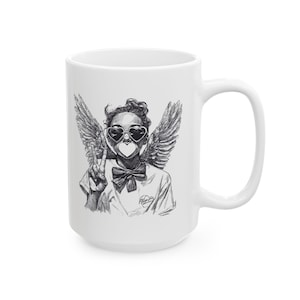 Taza retro de Cupido con diseño de San Valentín, taza de café o té con ilustración de ángel dibujada a mano, taza de cerámica. imagen 8