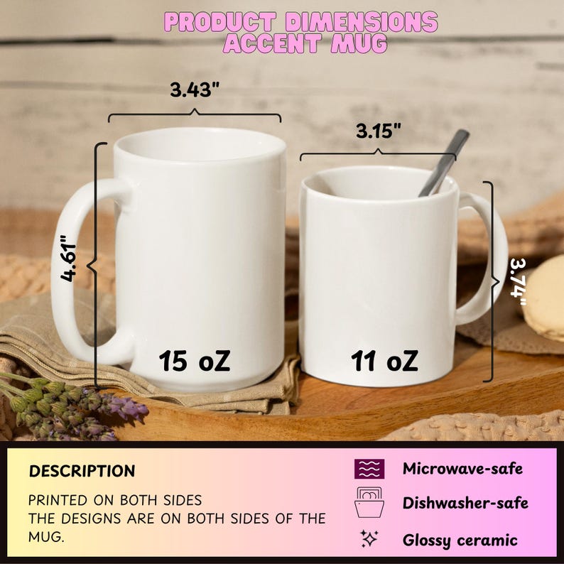 Puede incluir: Dos tazas blancas de cer&aacute;mica. La taza m&aacute;s grande mide 11,7 cm de alto, 8,7 cm de ancho y tiene una capacidad de 444 ml. La taza m&aacute;s peque&ntilde;a mide 9,5 cm de alto, 8 cm de ancho y tiene una capacidad de 325 ml. Aptas para microondas y lavavajillas.