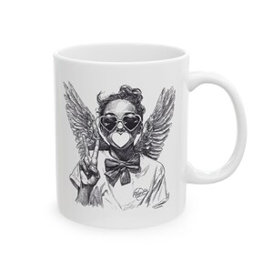 Taza retro de Cupido con diseño de San Valentín, taza de café o té con ilustración de ángel dibujada a mano, taza de cerámica. imagen 7