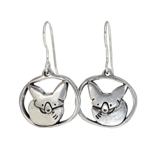 Fox Earrings - Fennec Fox Earrings - Tiny Pewter Fox Earrings