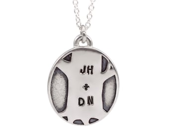 Custom Tree Carving Necklace - Pewter Initial Pendant - Cute Tree Charm on 16" 18" or 20" Chain