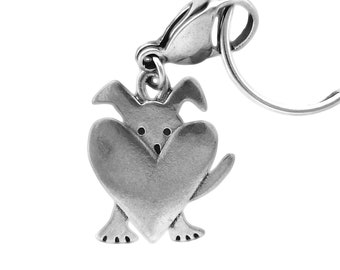 Dog Key Chain Peeking Over a Heart - Dog Memorial Gift for Him or Her