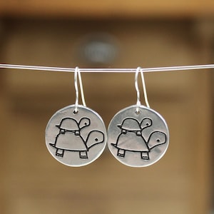 Pewter Turtle Family Earrings Earrings