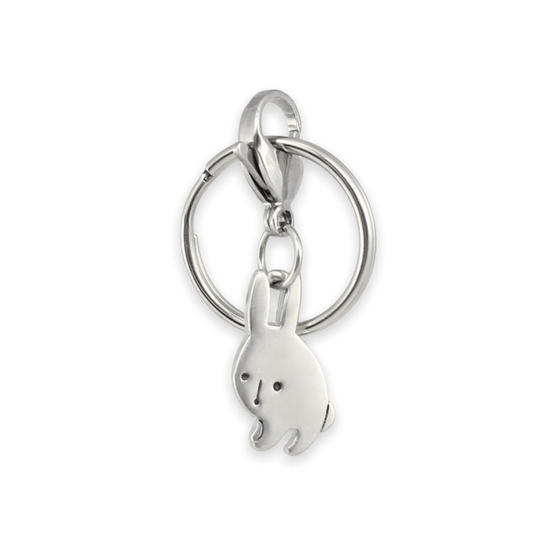 Pewter Rabbit Keychain: Adorable Bunny Key Fob With Lobster Clasp - Etsy