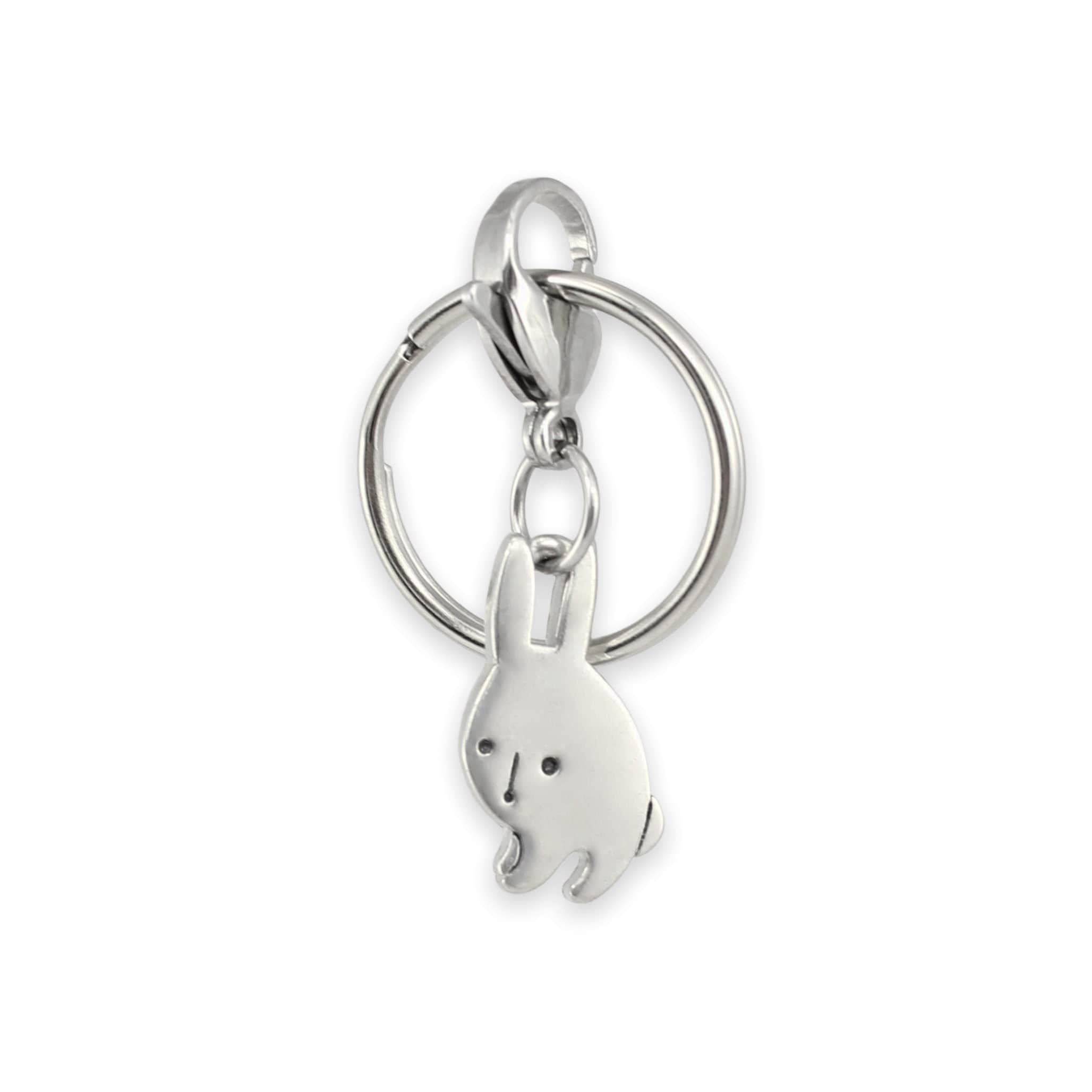 Pewter Rabbit Keychain: Adorable Bunny Key Fob With Lobster Clasp - Etsy