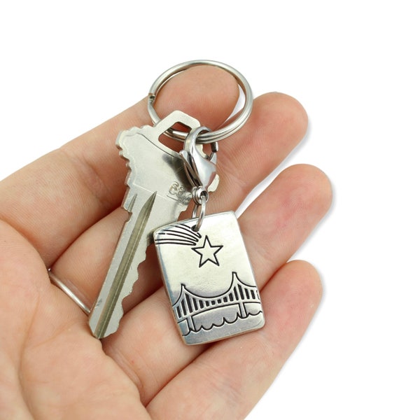 Golden Gate Bridge Key Chain - Pewter San Francisco California Key Ring Charm