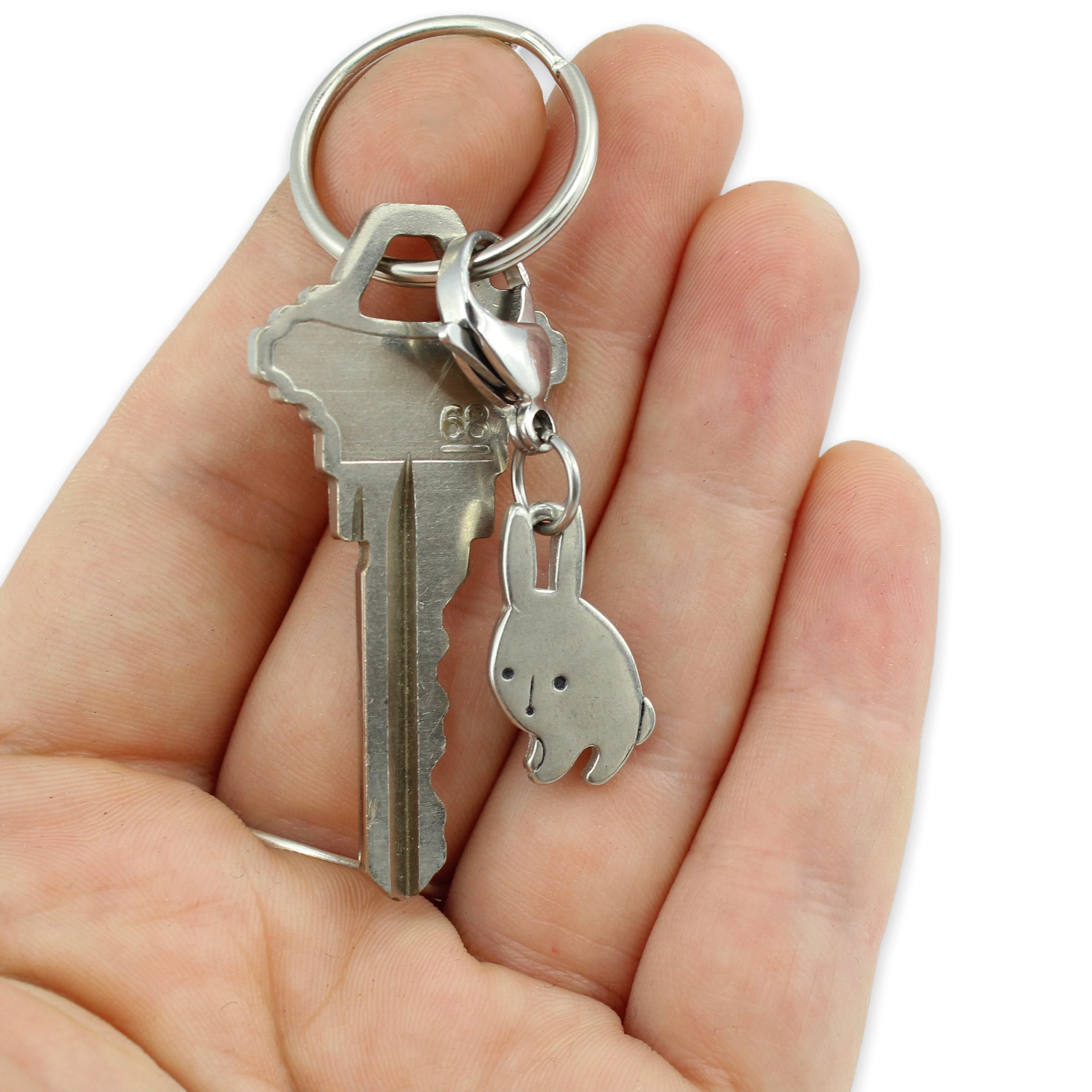 Pewter Rabbit Keychain: Adorable Bunny Key Fob With Lobster Clasp - Etsy