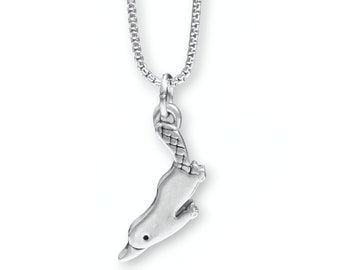 Platypus Necklace - Pewter Platypus Pendant -Platypus Charm Necklace on Adjustable Stainless Steel Box Chain