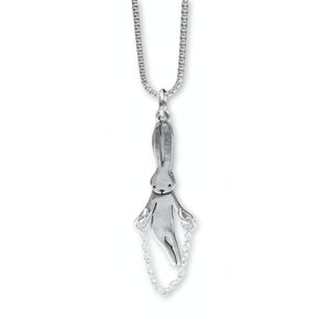 Bunny Necklace - Jumping Bunny Charm Necklace - Jump Rope Rabbit Pewter Charm Necklace