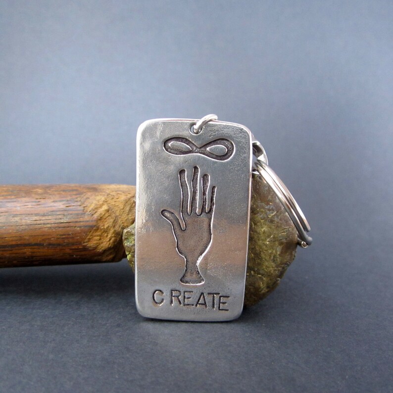 Pewter Key Chain With Create Symbols Gift for Artist Key Etsy