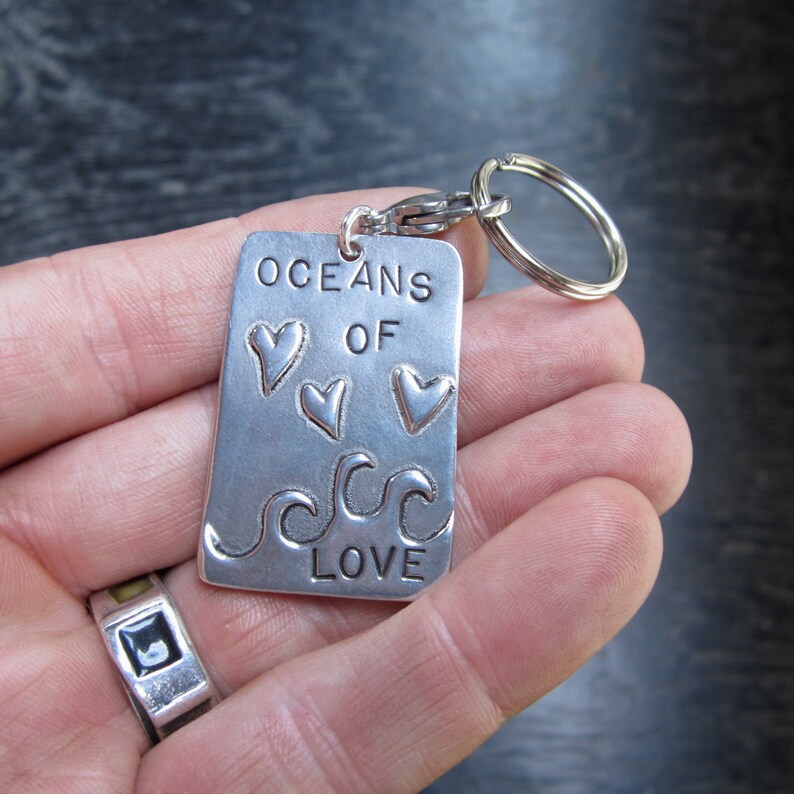Pewter Key Chain with Ocean Symbols Etsy