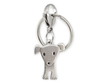 Puppy Key Chain - Adorable Pewter Dog Key Fob with Stainless Steel Lobster Claw Clasp and Key Ring