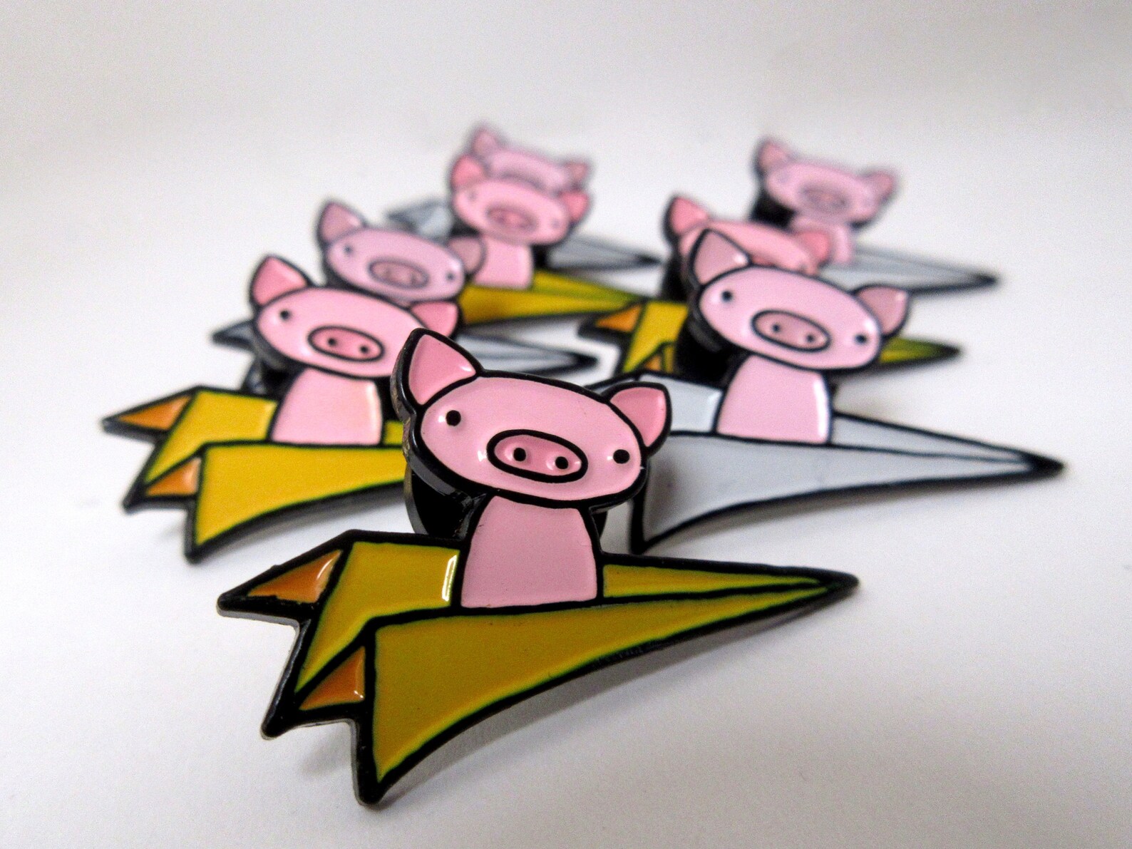 Soft Enamel Pig Pin Flying Pig Pin Pig in a Paper Plane Etsy