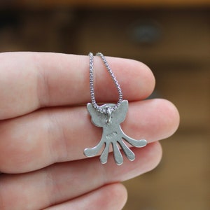Cat Creature Cat Necklace Octopus Necklace Pewter Hybrid Creature Pendant on Adjustable Stainless Steel Box Chain image 6