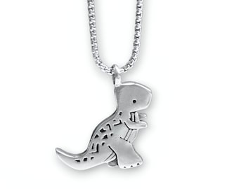 Tyrannosaurus Rex Dinosaur Necklace - Pewter T-Rex Pendant - Dinosaur Charm
