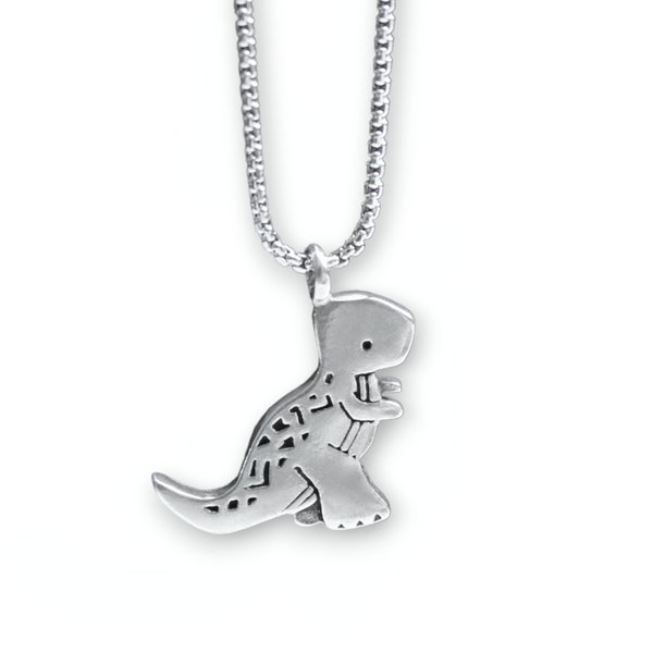 Tyrannosaurus Rex Dinosaur Necklace - Pewter T-Rex Pendant - Dinosaur Charm