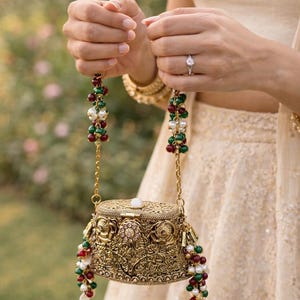 Handcrafted Mini Beaded Potli Clutch | Mini Ethnic Bridal Evening Bag with Tassels