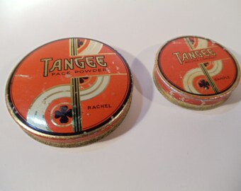 Pair of Vintage Deco Litho Tangee Tins