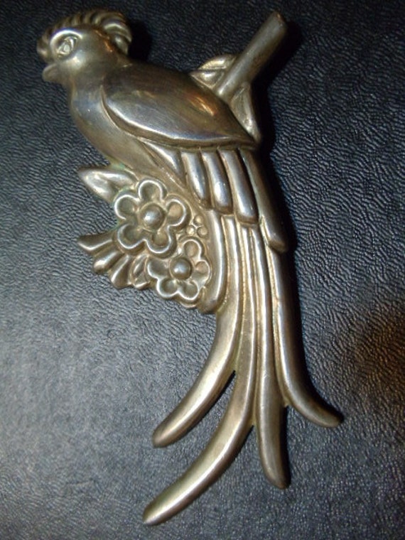 Large Silver Bird Of Paradise Brooch