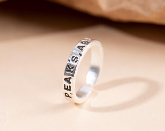 Op maat gegraveerde fijne zilveren ring 999, gepersonaliseerde belofteband, handgemaakte uniseks sieraden
