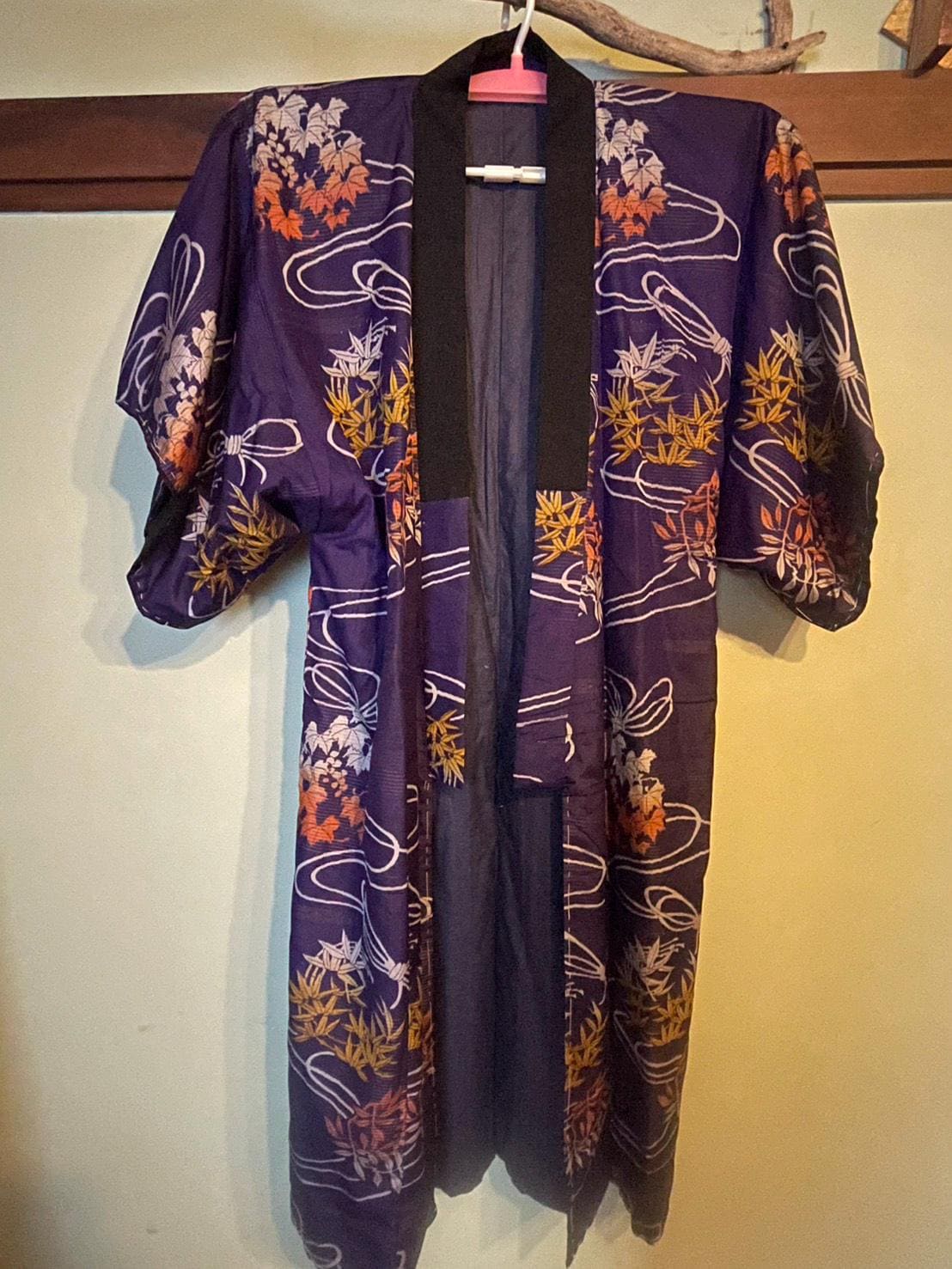 Vintage Japanese Tanzen Padded Kimono Robe - Winter Cotton Haori, Indigo Purple