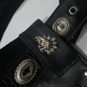 Women’s Black Leather Fringe Chaps | Western Cowgirl Rodeo Pants | Suede Motorcycle Chaps with Tassels image 7