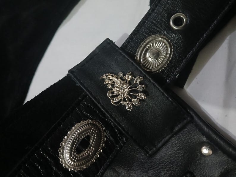 Women’s Black Leather Fringe Chaps | Western Cowgirl Rodeo Pants | Suede Motorcycle Chaps with Tassels image 7