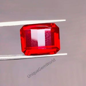Lab Created Red Ruby Gemstone, Pixel Cut Octagon Shape