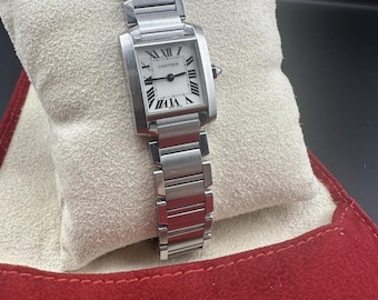 Vintage Cartier Tank Francaise 2384 W51008Q3 roestvrij staal quartz 20 mm dameshorloge (gratis verzending)
