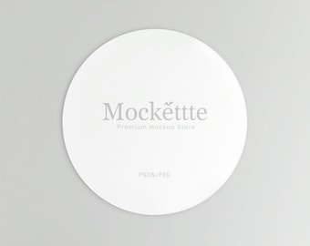 Round Sticker Mockup | Editable PSD & JPEG | 2000x2000 px | 300 DPI | Minimal Top View Branding Scene | For Branding, Presentation