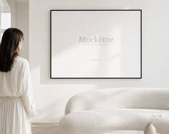 Wall Art Mockup | Editable PSD & JPEG | 2000x2000 px | 300 DPI | Minimal Modern Interior Scene | For Branding, Presentation